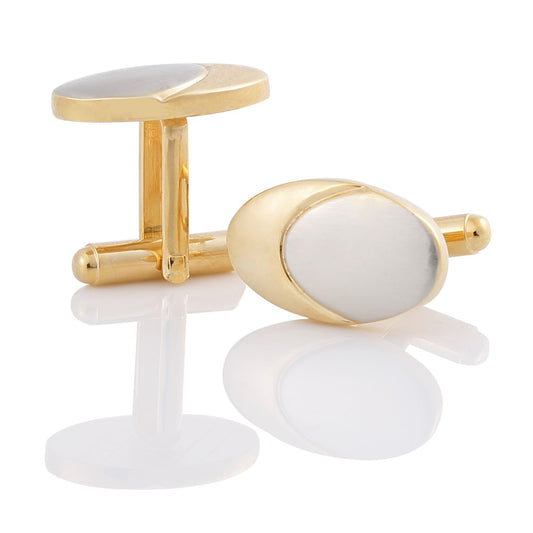Mancuernillas Bicolor Chapadas en Oro Real con Acabado Satinado para Hombre