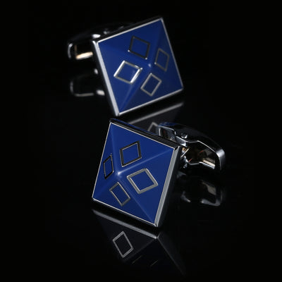 Gemelos Elegantes Borde Azul Geométrico - Image 9