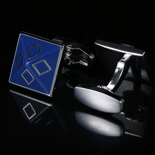 Gemelos Elegantes Borde Azul Geométrico - Image 10