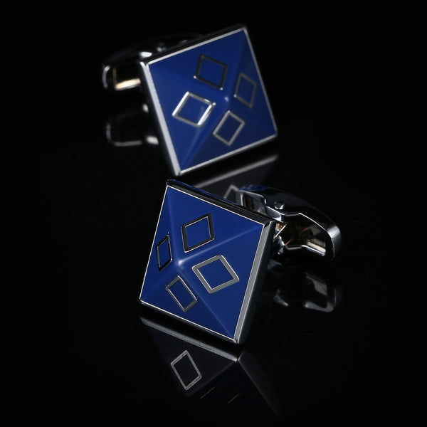 Gemelos Elegantes Borde Azul Geométrico