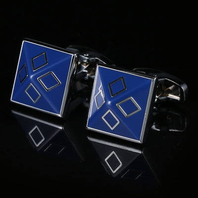 Gemelos Elegantes Borde Azul Geométrico - Image 3