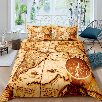 Juego de Cama Personalizado Mapa del Tesoro Náutico Retro - Diseño Digital Impreso - Image 6