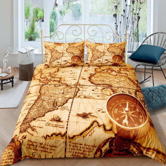 Juego de Cama Personalizado Mapa del Tesoro Náutico Retro - Diseño Digital Impreso - Image 6