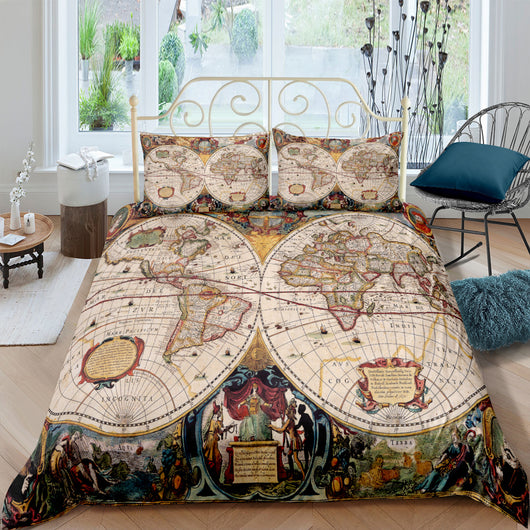 Juego de Cama Personalizado Mapa del Tesoro Náutico Retro - Diseño Digital Impreso - Image 5
