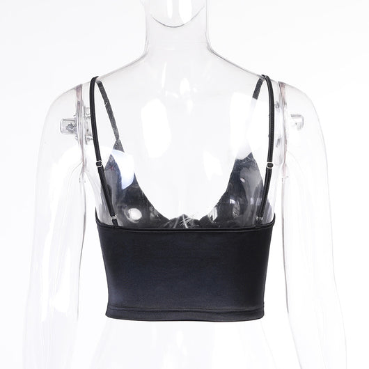 Blusa Ajustada Escote V Halter Sexy Efecto Liso - Image 11