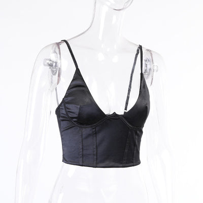 Blusa Ajustada Escote V Halter Sexy Efecto Liso - Image 12