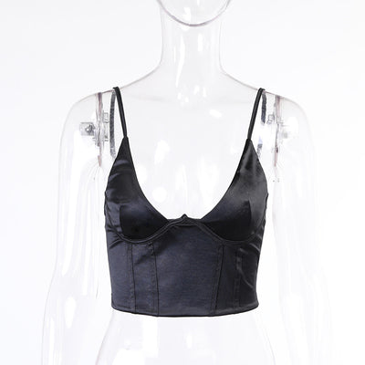 Blusa Ajustada Escote V Halter Sexy Efecto Liso - Image 15