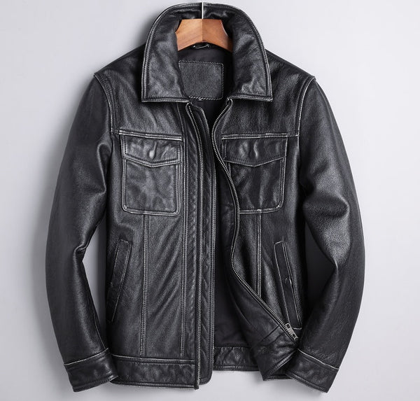 Chaqueta de Cuero y Denim Primavera Otoño