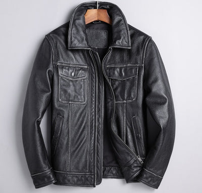 Chaqueta de Cuero y Denim Primavera Otoño