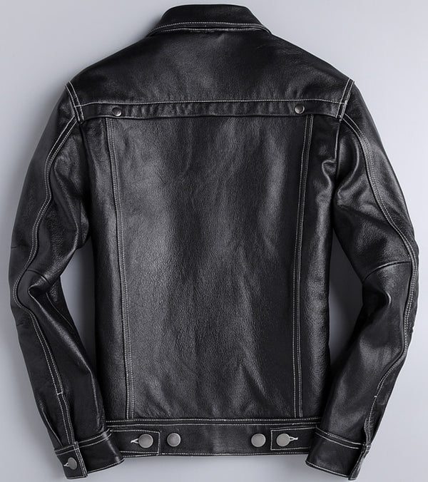 Chaqueta de Cuero y Denim Primavera Otoño