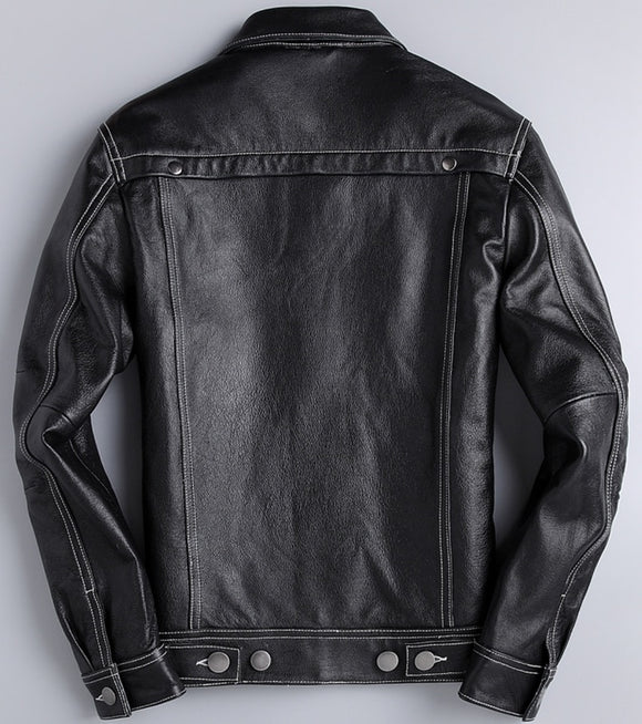 Chaqueta de Cuero y Denim Primavera Otoño