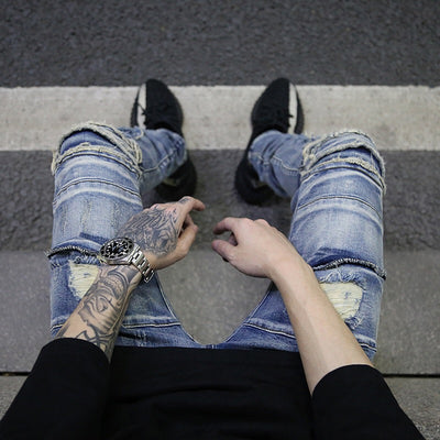 Jeans Vintage Efecto Desgaste Locomotora - Lavado Artesanal con Efecto Bigotes - Image 9