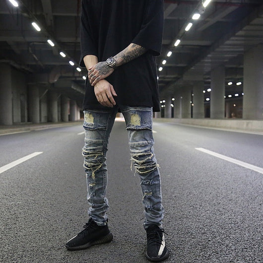 Jeans Vintage Efecto Desgaste Locomotora - Lavado Artesanal con Efecto Bigotes