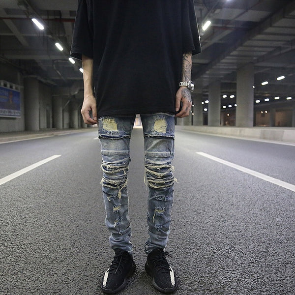 Jeans Vintage Efecto Desgaste Locomotora - Lavado Artesanal con Efecto Bigotes