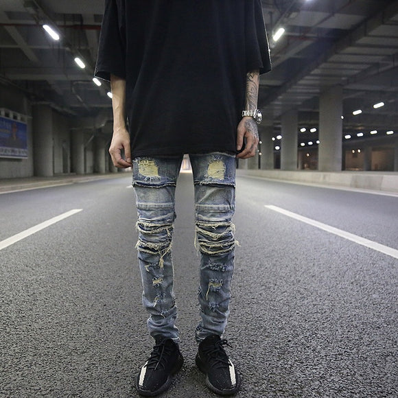 Jeans Vintage Efecto Desgaste Locomotora - Lavado Artesanal con Efecto Bigotes