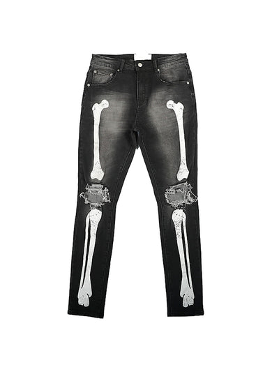 Jeans Slim Fit Rotos con Estampado de Calavera y Detalles de Bigotes de Gato - Image 6