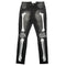 Jeans Slim Fit Rotos con Estampado de Calavera y Detalles de Bigotes de Gato