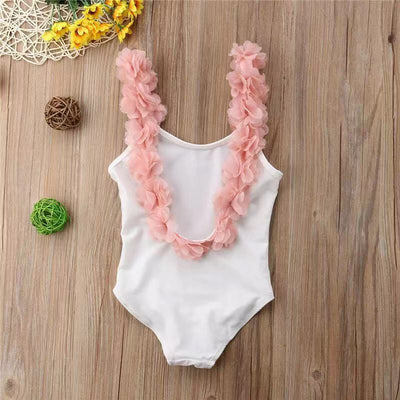 Traje de Baño Infantil Sin Mangas Estilo Trendy con Encaje y Espalda Descubierta - Image 7