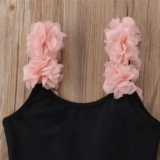 Traje de Baño Infantil Sin Mangas Estilo Trendy con Encaje y Espalda Descubierta - Image 8