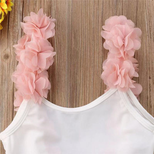 Traje de Baño Infantil Sin Mangas Estilo Trendy con Encaje y Espalda Descubierta - Image 10