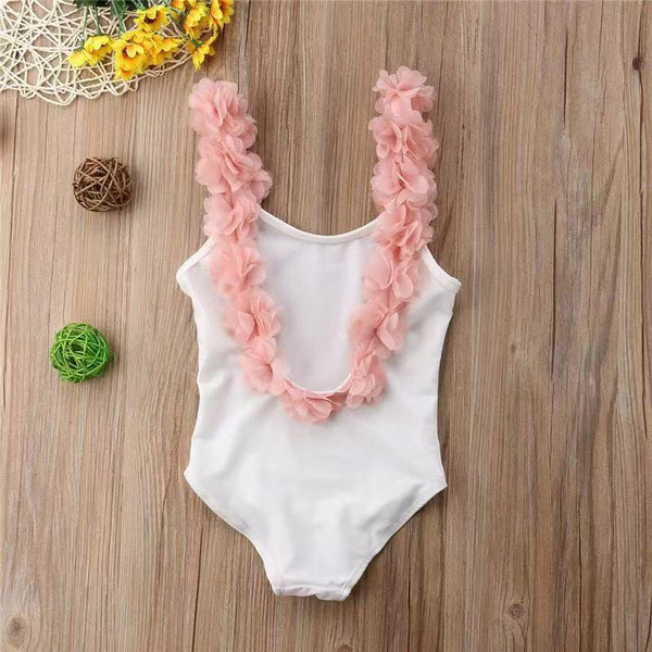 Traje de Baño Infantil Sin Mangas Estilo Trendy con Encaje y Espalda Descubierta - Image 3
