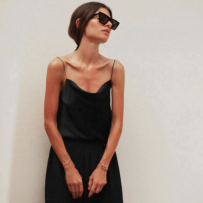 Blusa Halter Suelta de Seda Sintética - Estilo Europeo y Americano - Image 8