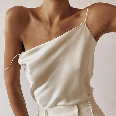 Blusa Halter Suelta de Seda Sintética - Estilo Europeo y Americano - Image 9