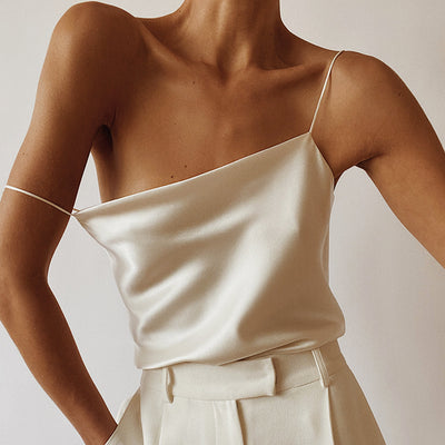 Blusa Halter Suelta de Seda Sintética - Estilo Europeo y Americano - Image 10