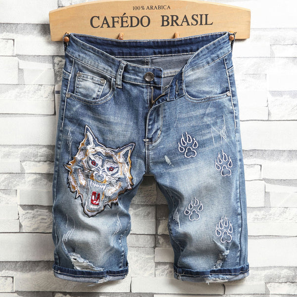 Pantalones Cortos Denim Rotos para Hombre - Slim Fit Moderno