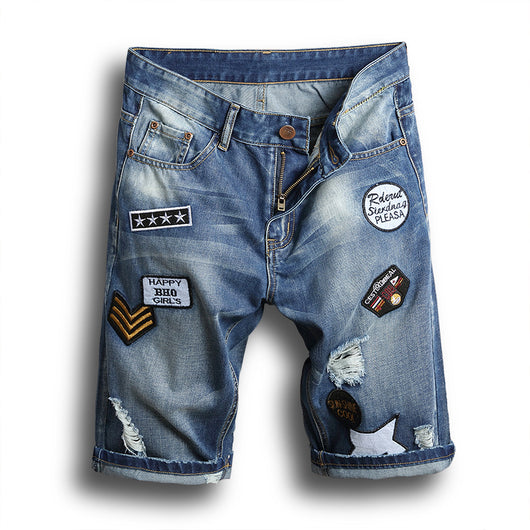 Pantalones Cortos Denim Rotos para Hombre - Slim Fit Moderno - Image 4
