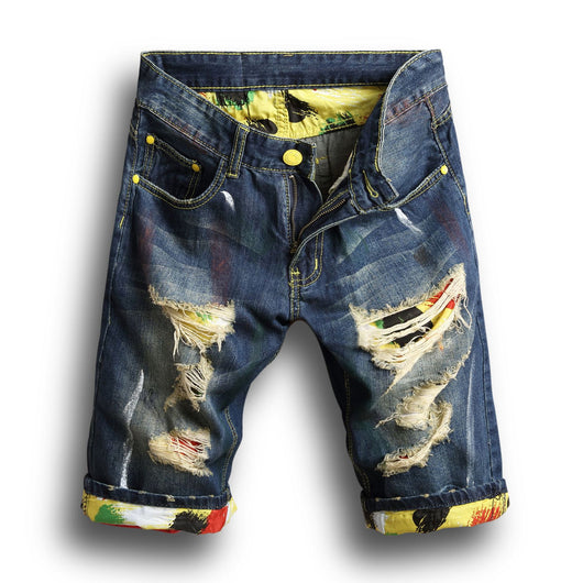 Pantalones Cortos Denim Rotos para Hombre - Slim Fit Moderno - Image 5