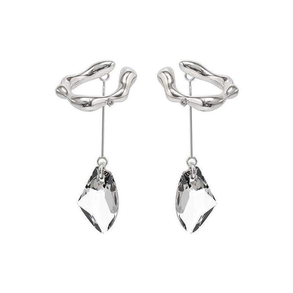 Arete Clip de Cristal Vintage con Borla (Sin Perforación) - Image 2