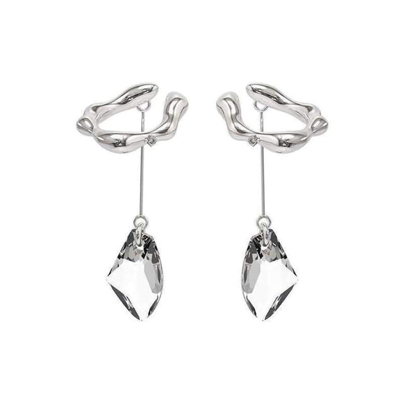 Arete Clip de Cristal Vintage con Borla (Sin Perforación)