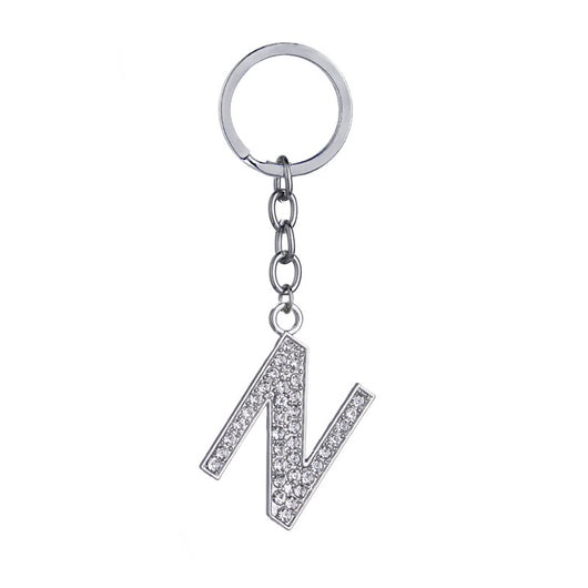 Llavero con Letras del Alfabeto Inglés - Dije de Diamante en Aleación de Zinc - Image 50