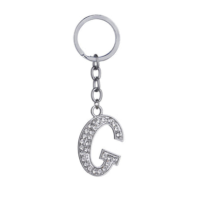Llavero con Letras del Alfabeto Inglés - Dije de Diamante en Aleación de Zinc - Image 45