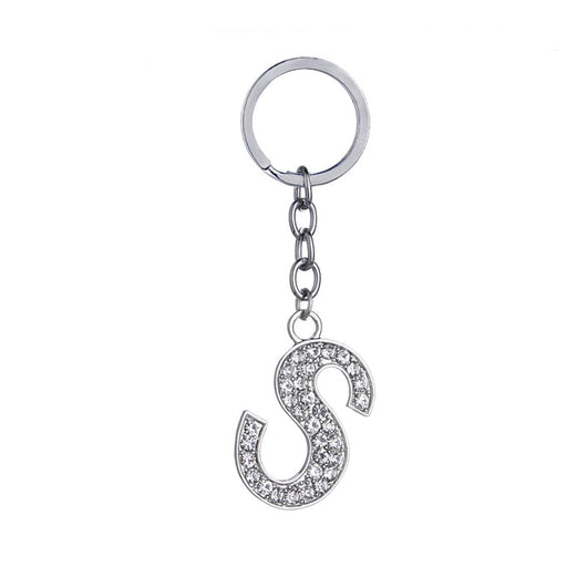 Llavero con Letras del Alfabeto Inglés - Dije de Diamante en Aleación de Zinc - Image 49