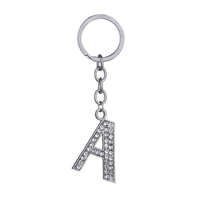 Llavero con Letras del Alfabeto Inglés - Dije de Diamante en Aleación de Zinc