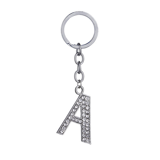 Llavero con Letras del Alfabeto Inglés - Dije de Diamante en Aleación de Zinc