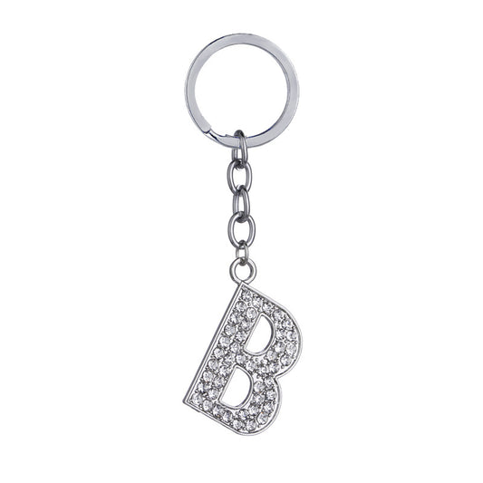Llavero con Letras del Alfabeto Inglés - Dije de Diamante en Aleación de Zinc - Image 2