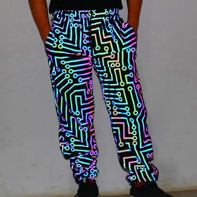 Pantalones Deportivos Reflectantes con Patrón de Circuito para Hombre - Image 2