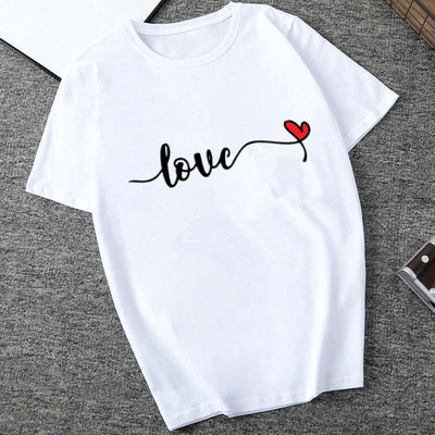 Playera Casual con Estampado de Latido del Corazón - Cuello Redondo