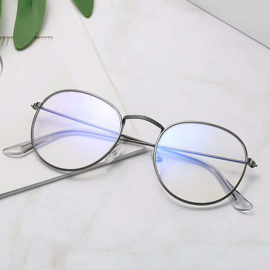 Gafas Redondas Retro de Metal con Espejo Literario Harajuku
