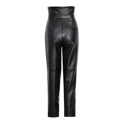 Pantalón Carrot de Cuero PU Talle Alto Casual para Mujer - Image 3