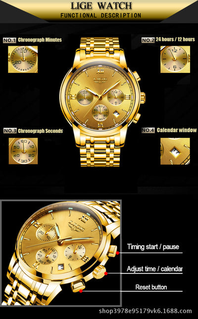 Reloj de Hombre Cuarzo Acero Inoxidable Automático Luminoso Resistente al Agua - Image 13