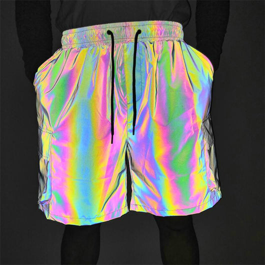 Pantalones Cortos Reflectantes Multicolor Hip-Hop de Cinco Bolsillos - Image 8