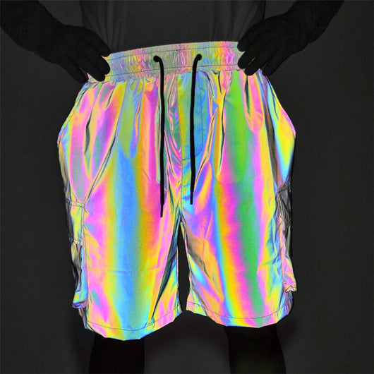 Pantalones Cortos Reflectantes Multicolor Hip-Hop de Cinco Bolsillos - Image 10