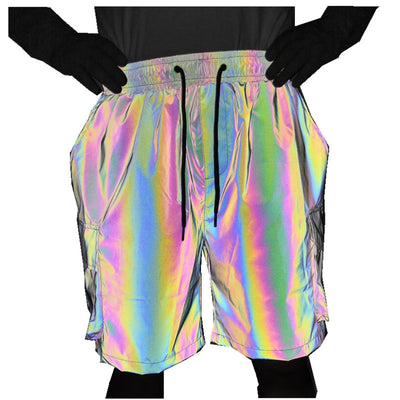 Pantalones Cortos Reflectantes Multicolor Hip-Hop de Cinco Bolsillos - Image 4