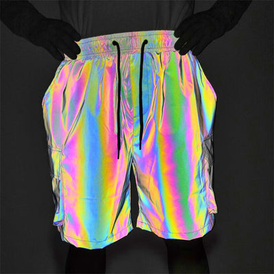 Pantalones Cortos Reflectantes Multicolor Hip-Hop de Cinco Bolsillos - Image 3