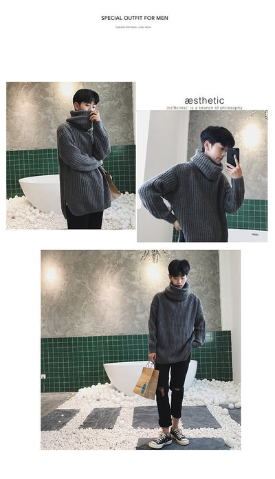Suéter Cuello Alto Otoño Invierno Hombre Estilo Coreano - Image 7
