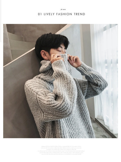 Suéter Cuello Alto Otoño Invierno Hombre Estilo Coreano - Image 6